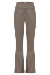 Sweeney Mid Rise Buckle Straight Leg Pant - Tan Check