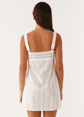 Calla Broderie Mini Dress - White