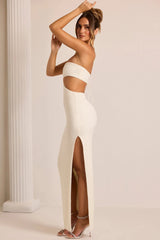 Embellished Cut Out Maxi Dress in White