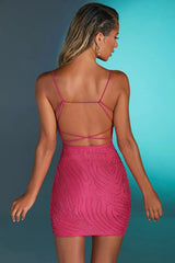 Embellished Multi Strap Mini Dress in Pink