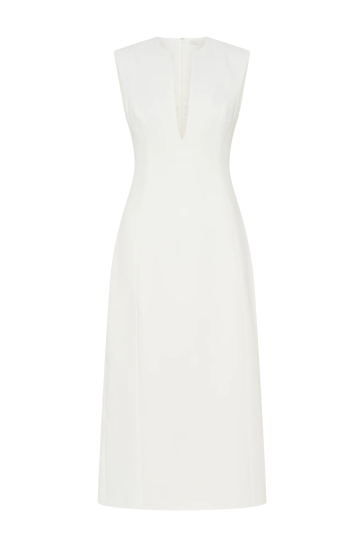 Audrine Suiting Sleeveless Midi Dress - Ivory