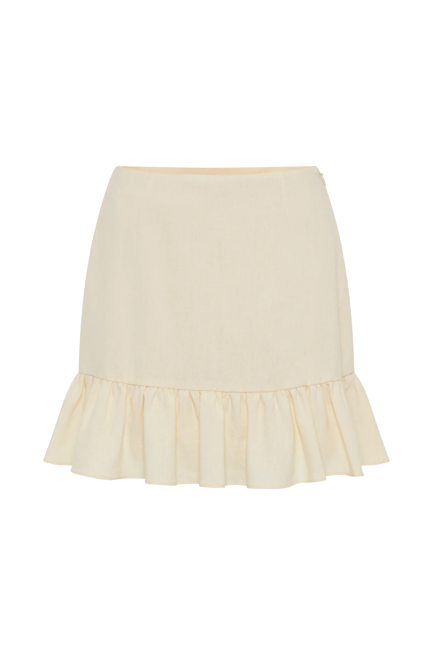 Delfina Linen Mini Skirt With Ruffle - Lemon Sherbet
