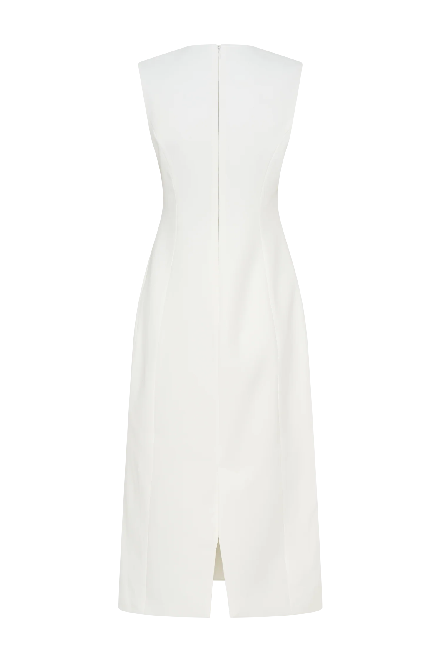 Audrine Suiting Sleeveless Midi Dress - Ivory