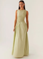Altitude Shirred Maxi Dress - Pastel Green