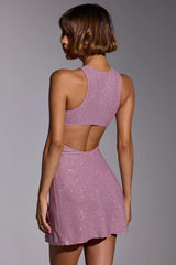 Embellished A-Line Mini Dress in Light Pink