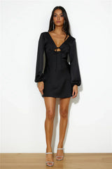 Dream Date Satin Mini Dress Black